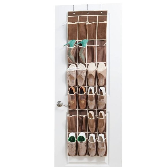 Zober Over The Door Shoe Organizer - 24 Breathable Pockets, Hanging Shoe Holder - Picture 1 of 3